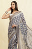 Grey Color Cotton Silk Boota Printed And Zari Woven Saree