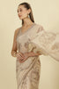 Beige Floral Zari Taar Embroidered Kota Cotton Saree