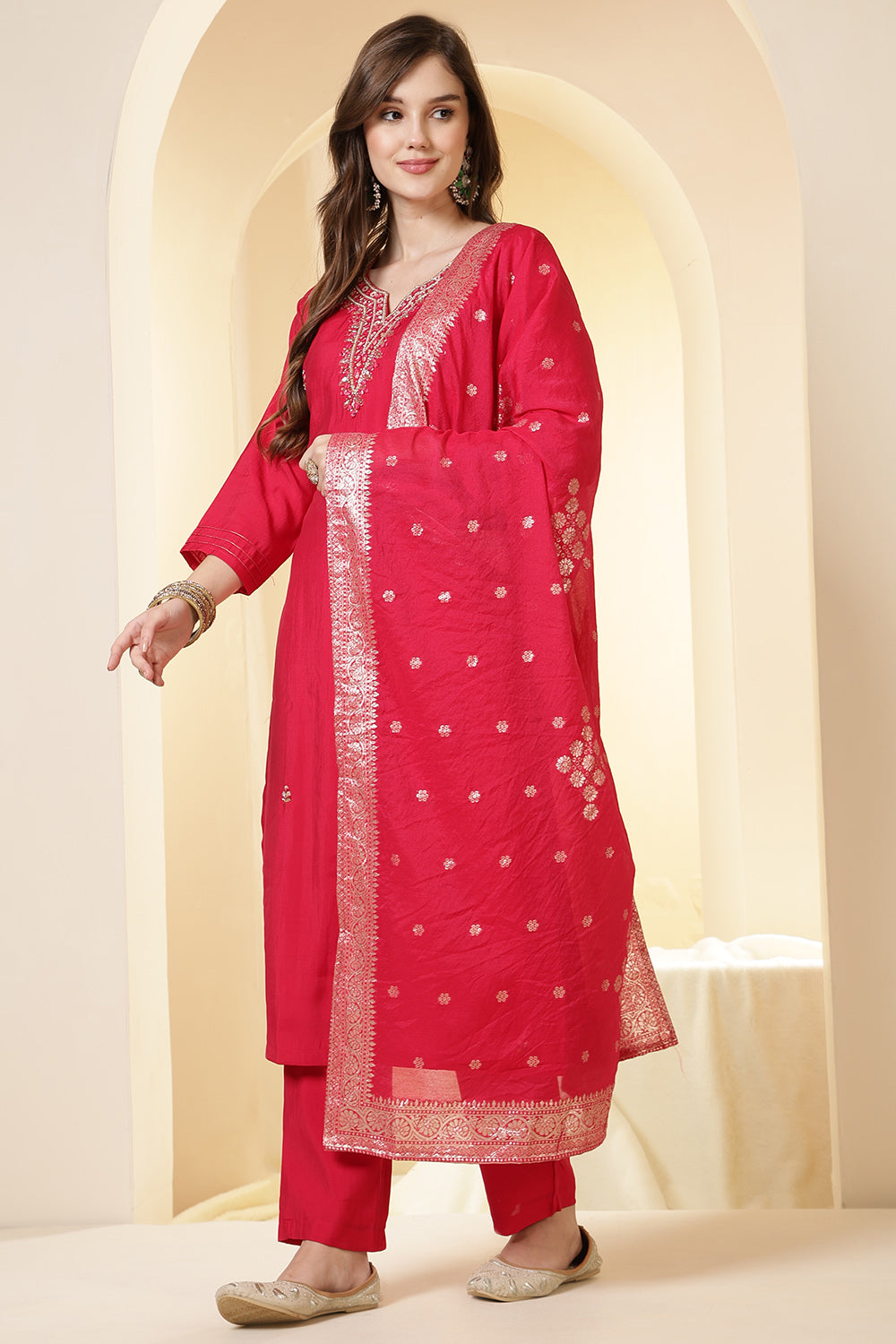 Rani Silk Embroidered Suit Set