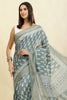 Firozi Color Cotton Silk Boota Printed And Zari Woven Saree