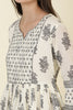 Cream & Grey Cotton Printed (Peonies) Anarkali Kurti