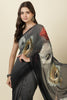 Black Georgette Floral Printed Saree