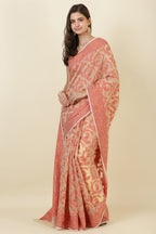 Beige Cotton Resham Woven Saree