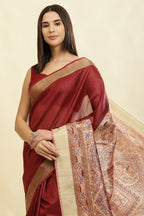 Maroon Color Cotton Silk Madhubani Print Saree