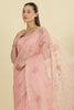 Pink Floral Resham Embroidered Cotton Saree