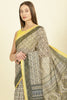 Olive Green Ajrakh Block Printed Cotton Saree
