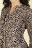 Black Cotton Kalamkari Printed Peonies Dress