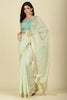 Pista Green Kota Cotton Floral Resham Woven Saree