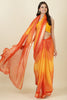 Orange Georgette Leheriya Printed Saree