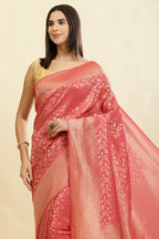 Dark Peach Lightweight Banarasi Silk Weaving Saree