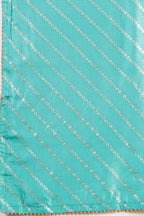 Turquoise  Modal Silk Saree with Zari Pinstripes