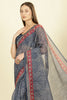 Navy Bandhani Printed Cotton Saree