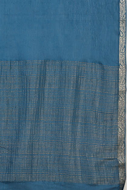 Blue Chiffon Zari Border Saree