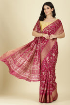 Dark Magenta Cotton Silk Printed Saree