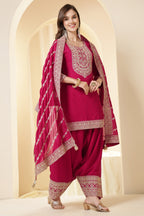 Rani Zari Embroidered Silk Suit With Farsi Salwar