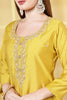 Mustard Silk Cut-Dana And Pearl Embroidered Suits