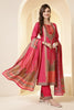 Fushia Pink Color Printed Silk Embroidered Suit Set