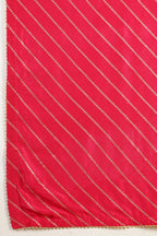 Red Modal Silk Saree with Zari Pinstripes