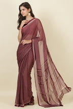 Wine Georgette Printed Saree