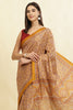 Mustard Cotton Silk Ajrakh Block Printed Saree