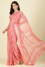 Pink Color Chiffon Leheriya Printed Saree