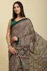 Bottle Green Cotton Silk Ajrakh Block Printed Saree