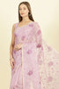 Lavender Floral Resham Embroidered Cotton Saree