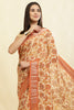 Beige & Orange Cotton Silk Floral Printed Saree
