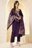 Purple Color Silk Neck Embroidered Suit Set