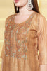 Brown Chanderi Neck-Embroidered Straight Suit