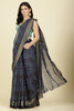 Navy Color Chiffon Bandhani Printed Saree