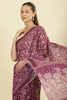 Purple Kota Cotton Floral Jaal Printed Saree