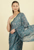 Teal Kota Cotton Floral Jaal Printed Saree