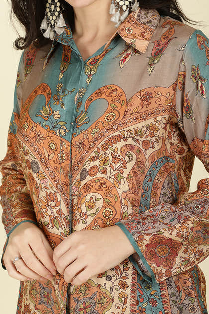 Multi-Color Muslin Printed Tunic Top