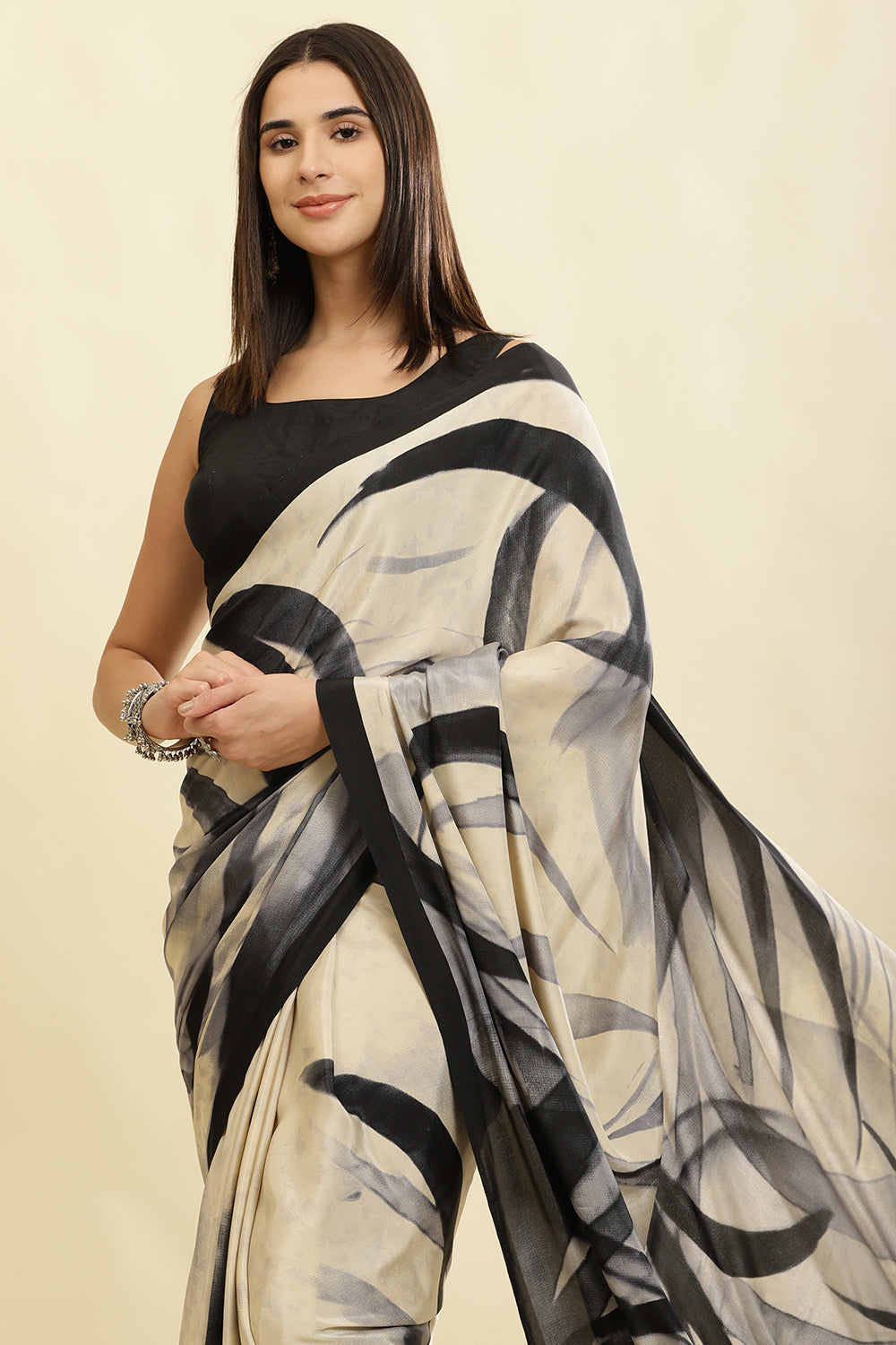 Tussar Printed Crepe Silk Saree