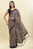 Navy Cotton Silk Ajrakh Block Printed Saree