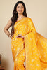 Mustard Banarasi Silk Zari Floral Zaal Woven Saree