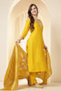 Mustard Color Silk Neck Embroidered Suit Set