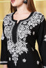 Black Rayon Resham Embroidered Kurti Set