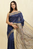 Navy Color Cotton Silk Madhubani Print Saree