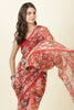 Red Floral Printed Chiffon Saree