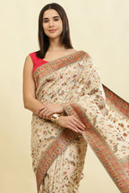 Tussar Color Silk Madhubani Woven Saree