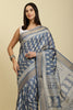 Blue Color Cotton Silk Boota Printed And Zari Woven Saree