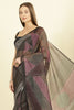 Black Organza Cotton Printed Saree