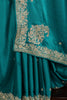 Firozi Colr Pure Satin Crepe Saree with Zardozi Handwork