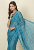 Teal Blue Georgette Bandhani Printed Saree