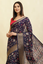 Navy Cotton Silk Printed Saree