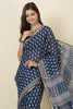 Indigo Blue Block Printed Cotton Saree