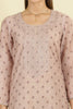 Beige Cotton Floral Printed And Neck-EmborideredUnstitched Suit Material