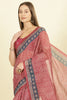 Light Maroon Bandhani Printed Cotton Saree